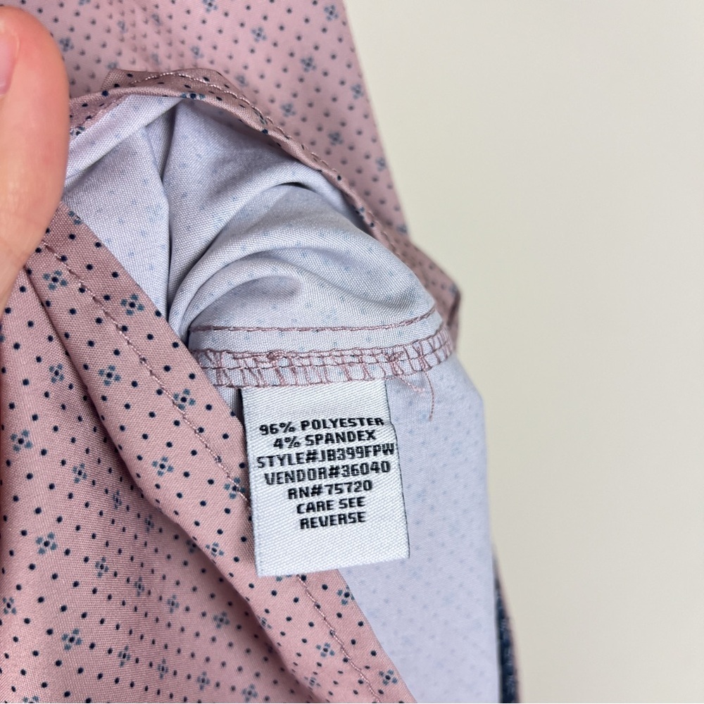 NWT J.B. Holt Buckle Mauve Dot Tailored Performance Stretch Shirt - Picture 5 of 7